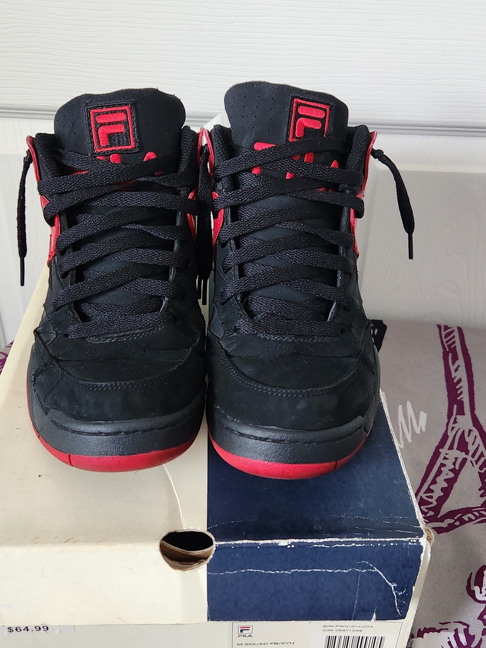 FILA Black and Red High-Top Sneakers